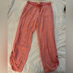 Anthropologie - Relaxed Linen Blend Ankle Pants - Small - Coral